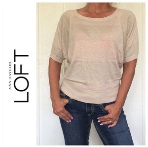 ANN TAYLOR LOFT METALLIC GOLD  DOLMAN SLEEVE SWEATER SMALL
